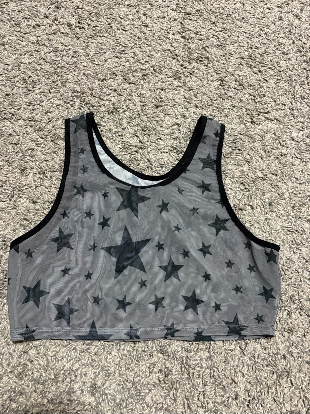 Star Mesh Crop Tank Top in Gray and Black